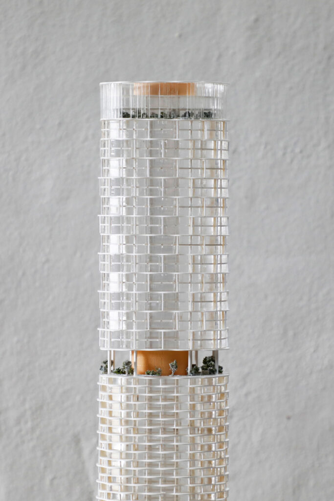 Compeition Model for Crone amd Kohn Pedersen Fox Associates at 1-500 using white acrylic tower depicting 338 Pitt Street